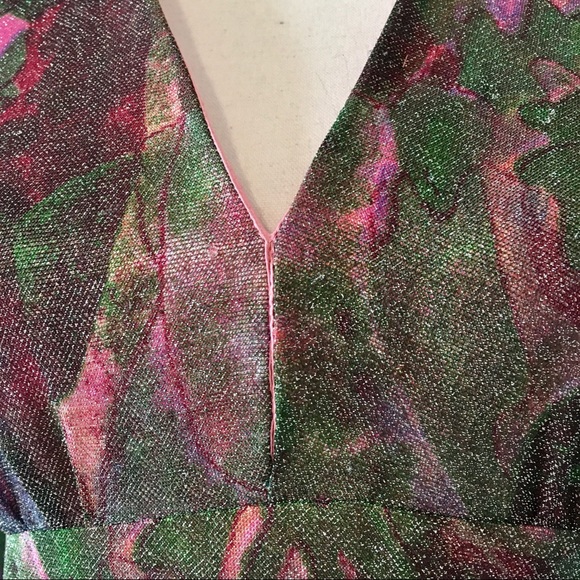 Vintage 70s Shimmer Abstract Maxi Dress - Picture 5 of 9